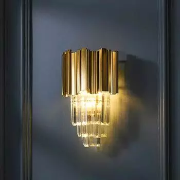 Nordic Gold Luxury Crystal Wall Lamp Led Light E14 Bulbs for Bedroom Living Room Study Home Indoor Decor Lighting Fixtures Warm white