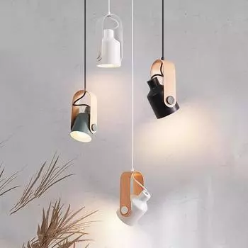 Nordic LED Подвесной светильник из дерева, черно-белый, для спальни, столовой, фона, домашнего внутреннего освещения No light bulb
