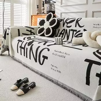 Nordic Letters Chenille Sofa Towel Нескользящее, устойчивое к царапинам, все включено, универсальное покрывало, пылезащитный чехол, ворсовое одеяло 180*130cm