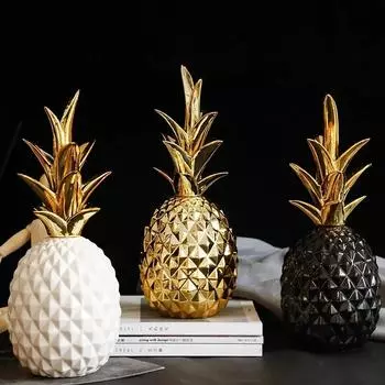 Nordic Light Luxury Ceramic Ананас Золотой Креативный Дом Гостиная Крыльцо Модель Комната Мягкое Украшение Свадебный Подарок Декор 15X7cm золотой