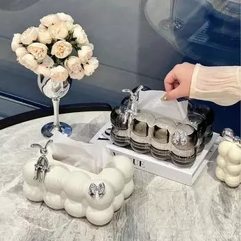 Nordic Light Luxury High-view Tissue Box Home Living Room Coffee Table Storage Box Creative Transparent Tissue Box
