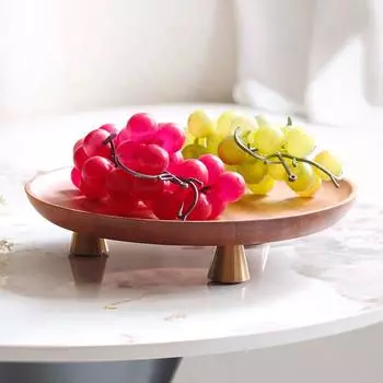 Nordic Light Luxury Model House Wooden Pallet Home B&B Solid Wood Decoration High-end Display Plate Storage Rack Fruit Tassel Decorations