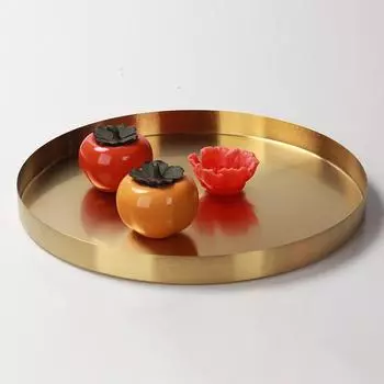 Nordic Light Luxury Круглый чайный сервиз Поднос Металлический Поднос Для Хранения Ювелирных Изделий Модель Комнаты Поднос Для Хранения Фруктов Закусок Украшения