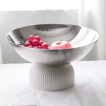 Nordic Light Luxury Style Металлическая тарелка для фруктов, украшения, высокая тарелка для закусок и конфет, дизайнерская художественная модель, украшения для комнаты