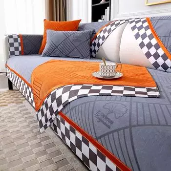 Чехлы для диванов Nordic Luxury, подушки в форме буквы L, кожаный чехол для дивана, черные, белые квадраты, окантовка, нескользящее полотенце для гостиной 70x70cm 1pcs