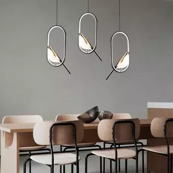 Nordic Magpie Bird Простые и роскошные подвесные светильники для спальни в черном и серебристом цвете, люстра, светодиодная лампа Cool White