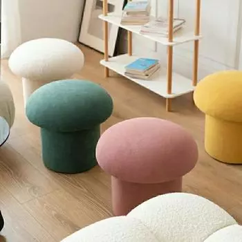 Nordic Ottomans Lovely Mushroom Fabric Art Makeup Stool Creativity Bedroom Step Round Stools Мебель для спальни Пуф для ног темно-серого