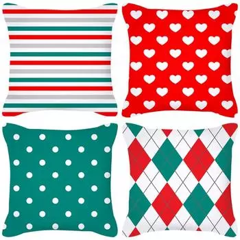 Nordic red geometric love Valentine s Day peach skin pillow case cushion home without pillow core Peach skin material