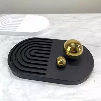 Nordic Resin/marble Concave and Convex Tray Fruit Plate Metal Ball Ornaments European Dinner Plate Entrance Model Room Club