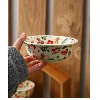 Nordic Retro Style Christmas Ceramic Bowl Ramen Instant Noodles Bowls Home Restaurant Breakfast Rice Bowl Tableware Accessories
