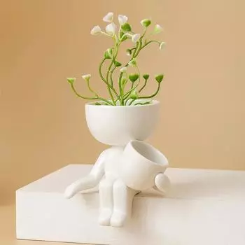 Nordic Simple Bean Flower Pot Mini Personality Succulent Flower Pot PlantFigure Ceramic Vase Home Decoration Garden Decoration