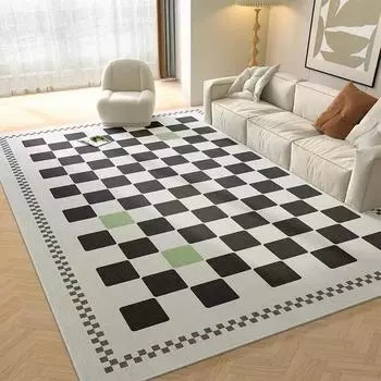 Nordic Simple Crystal Velvet Carpet Fresh Lattice Спальня Кровать Одеяло Диван Журнальный Столик Коврик Большая Площадь Ковер Дом 1200MMx1600MM