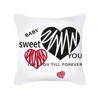 Nordic Simple Letter Lover Pillow Digital Printed Peach Skin Cushion Cover Holiday Decoration Does Not Include Pillow Core Peach skin material