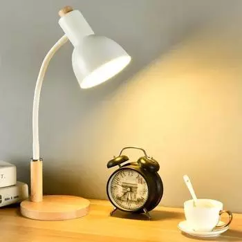 Nordic Simple Modern Настольная лампа со светодиодной подсветкой для защиты глаз, для студентов, для спальни, для чтения в общежитии, прикроватная светодиодная настольная лампа EU&3 Light colors белый