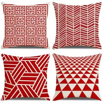 Nordic simple red striped geometry льняная полиэстеровая наволочка подушка товары для дома без наволочки 45*45cm