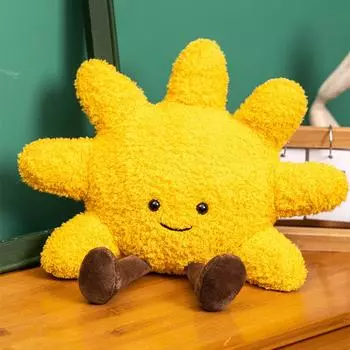 Nordic Smile Face Moon Yellow Sun Plushie Cushion Stuffed Cute Weather Plush Toy for Kid Bedroom Decor Sofa Throw Pillow about 30cm S
