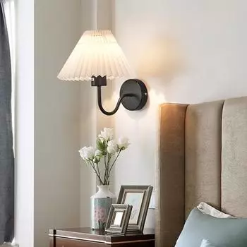 Nordic Table Lamp Bedroom Bedside Dining Dressing Drawing Lampe Pleated Creative Desk Light Retro Iron artLamps High quality