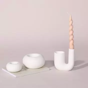 Nordic white candlestick candlelight dinner props romantic candle holder home dining table tabletop decoration ornaments ceramic 13213-1 White candle holder