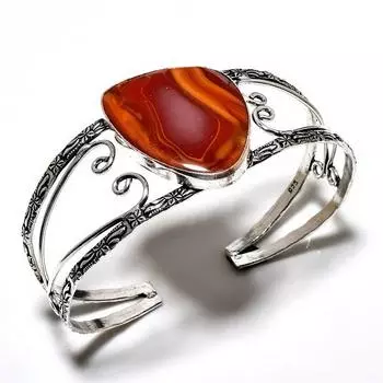 Noreena Jasper Gemstone 925 Посеребренный браслет-манжета ручной работы