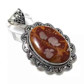 Noreena Jasper Gemstone Handmade 925 Sterling Silver Jewelry Pendant 2.56 g8j65