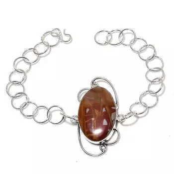 Noreena Jasper Gemstone Handmade 925 Sterling Silver Bracelet 7-8 D3h85