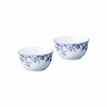 Noritake глубокая миска 11 см с синей отделкой Sorrentino Line, подходит для микроволновой печи, можно мыть в посудомоечной машине, 2 предмета, синий костяной фарфор (Парный набор) 4965Л/П97335 синий