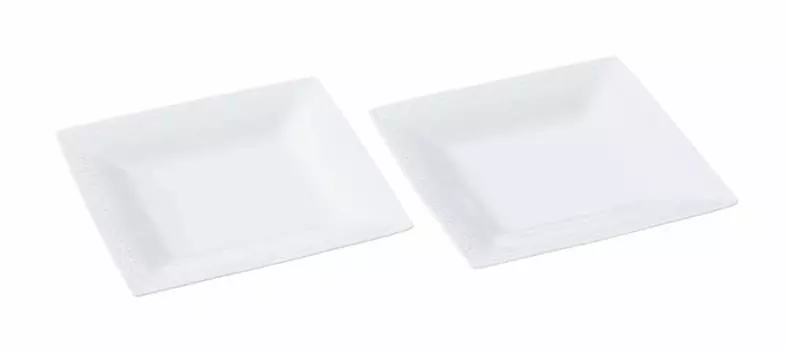 Noritake Square Plate 19cm Rizmo White Microwave Safe Dishwasher Safe 2 Pieces Fine Porcelain (Pair Set) P5340A/1610