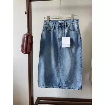 Normcore Kendall Washed Blue Split Straight Midi Dress Wash blue L