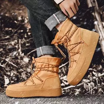 Northeast Snow Boots Мужские зимние новые уличные ботинки Plus Fluff утолщенные теплые хлопковые ботинки с толстой подошвой и нескользящей подошвой из натуральной кожи 39