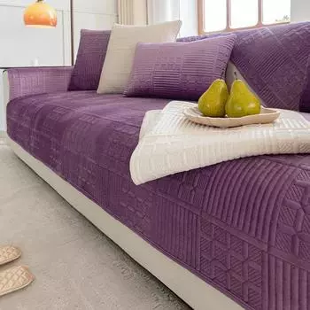 Northern Dutch Velvet Quilting Sofa Cover Non-slip Couch Cover Winter Universal Sofa Cushion Solid Color Simplicity Sofa Cushion 70x70cm 1pcs