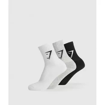 Носки Gymshark Midi 3pk белые светло-серые меланжевые черные I3a6z Wb7z S
