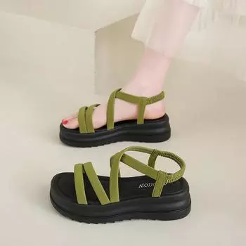 Not tired feet, soft shoes, new summer small man height increase platform sandals women s muffin shoes women 34 зелёный