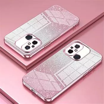 Note11 12pro Роскошный чехол с градиентным блестящим покрытием для Xiaomi Redmi Note 11 12 13 Pro Plus, силиконовый чехол Note 12S 11S 10S 9S 12C Redmi Note 13 (5G) розовый/серебряный