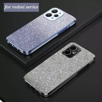 Note12 12S Роскошный чехол с градиентным блестящим покрытием для Xiaomi Redmi Note12 Pro Plus 4g 5g 12pro 12s 12 Turbo Cover Redmi 12 12c Redmi Note 12 4G&Case & Holder синий