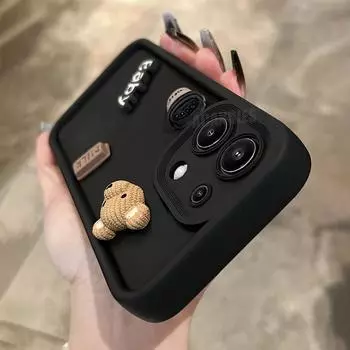 Note13 милый силиконовый чехол с 3D медведем и кофе с мультяшным рисунком для Xiaomi Redmi Note 13 Pro Plus 5g 13pro 4g 12 12pro мягкий матовый чехол 13c Redmi Note 13 4g белый