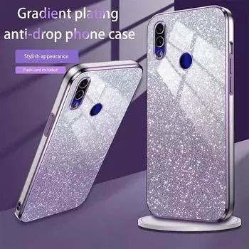 Note7 7pro, роскошный блестящий чехол с градиентным покрытием для Xiaomi Redmi Note 7 Pro, женский мягкий силиконовый чехол для камеры, защитная задняя крышка, принципиально Redmi Note 7 фиолетовый