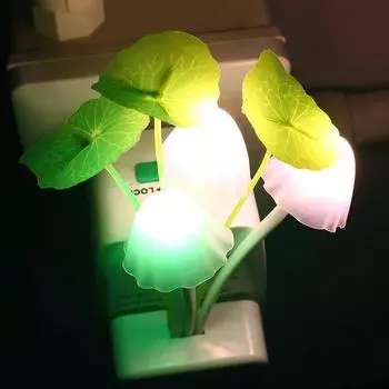 Novelty LED Night Light With Auto Sensor Energy Saving Rose Flower Mushroom Plug In Lamp For Bedroom Living Room Kitchen Night Light