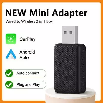 НОВЫЙ Mini 2 в 1 Проводной и беспроводной адаптер CarPlay и Android Auto Скорость передачи данных Plug and Play Модный и портативный