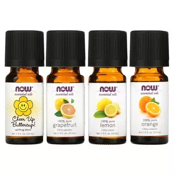 NOW Foods, Solutions, Stepping Containers, Набор эфирных масел Uplifting, 4 контейнера, 1,3 жидких унций (10 мл) Каждый