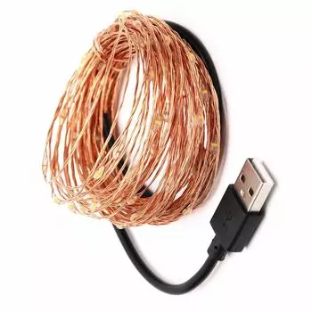Новая 20-метровая USB LED микро-проволока медная гирлянда фея декор для вечеринки рождественский подарок