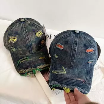 Новая бейсбольная кепка Rainbow Ripped Cowboy для мужчин и женщин, весна-осень, модная универсальная студенческая легкая кепка M56-58cm