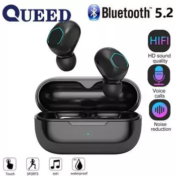 Новая беспроводная Bluetooth-гарнитура с двумя наушниками TWS Mini Ear Movement Stereo 5.2 чёрный