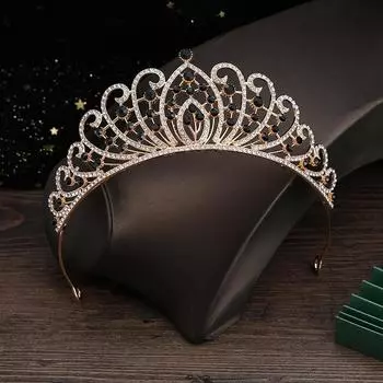 Новая черная свадебная корона невесты из сплава со стразами, корона королевы на день рождения, банкет, вечеринка, головной убор