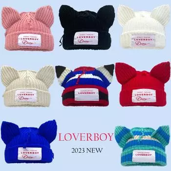 Новая длинная шапка с лисьими ушками Skullies Beanies для женщин, милые вязаные крючком шапки для мужчин, зимняя теплая шапка в стиле хип-хоп, рождественский подарок 56-58cm