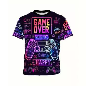 Новая футболка с 3D-принтом Game Graphic для мужчин и детей, весенние футболки с короткими рукавами для GamePad, летние уличные повседневные футболки S