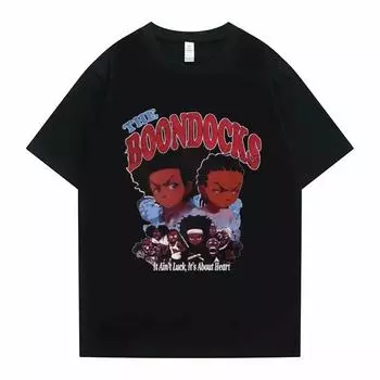 Новая футболка с принтом «Хьюи и Райли» The Boondocks, женская повседневная модная футболка унисекс, забавная хлопковая футболка унисекс с коротким рукавом, футболка в стиле хип-хоп L