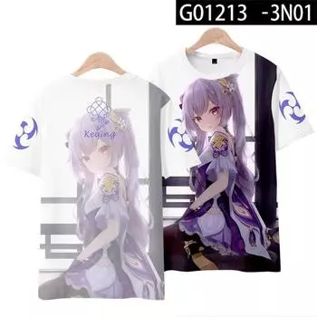 Новая игра аниме Hutao Yae Miko Pattern 3D принт футболка мужчины женщины косплей короткий рукав футболки большие футболки топы детская одежда S