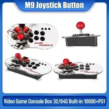 Новая игровая консоль с HDMI-совместимостью для проводного/беспроводного джойстика плеера 64G встроенный 3500+ PS1Wish 3D Джойстик Кнопка M9 64G