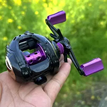 Новая катушка для мультипликатора High Speed 7.3:1 Передаточное отношение Пресноводная Морская 10-скоростная Тормозная система Максимальное торможение 8 кг Рыболовная серия TANK200H Left фиолетовый