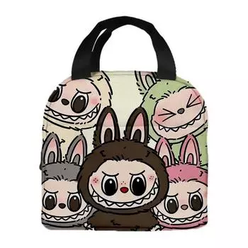 Новая Kawaii Сумка-холодильник для ланча Labubu, мультяшная Kawaii сумка для ланча, портативный ланч-бокс, сумка для хранения на открытом воздухе 20x22x13cm